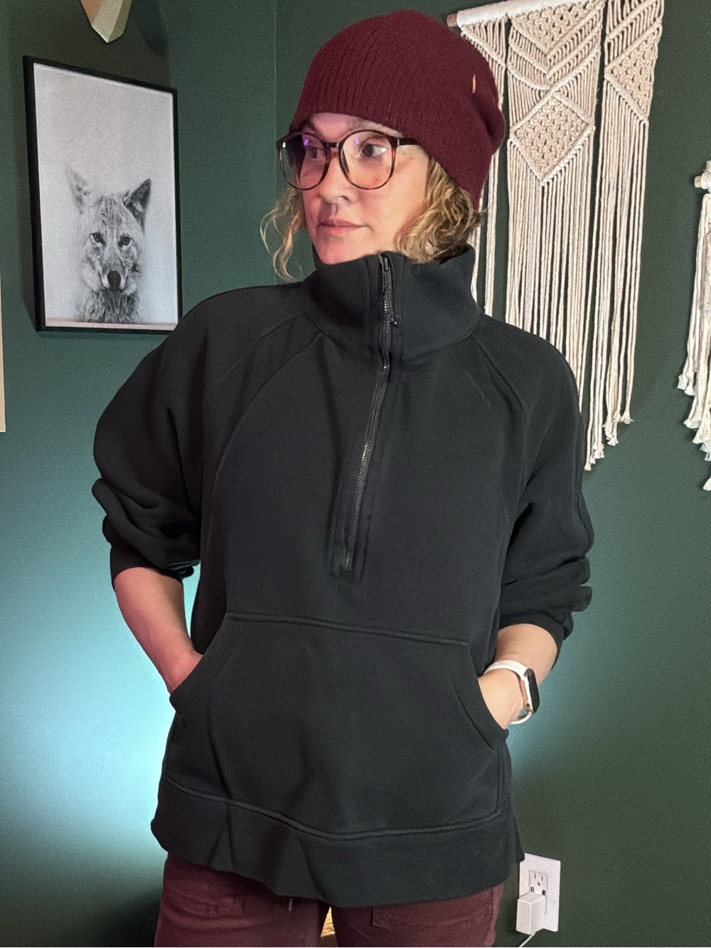 lululemon athletica Black Half-Zip Cowl Pullover